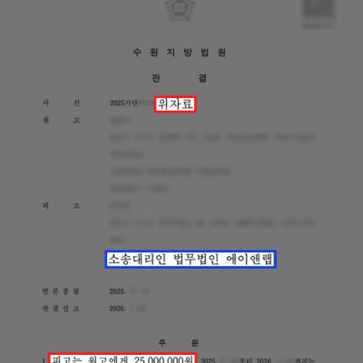 상간소송 위자료 1억 청구, 75% 감액 성공 사례